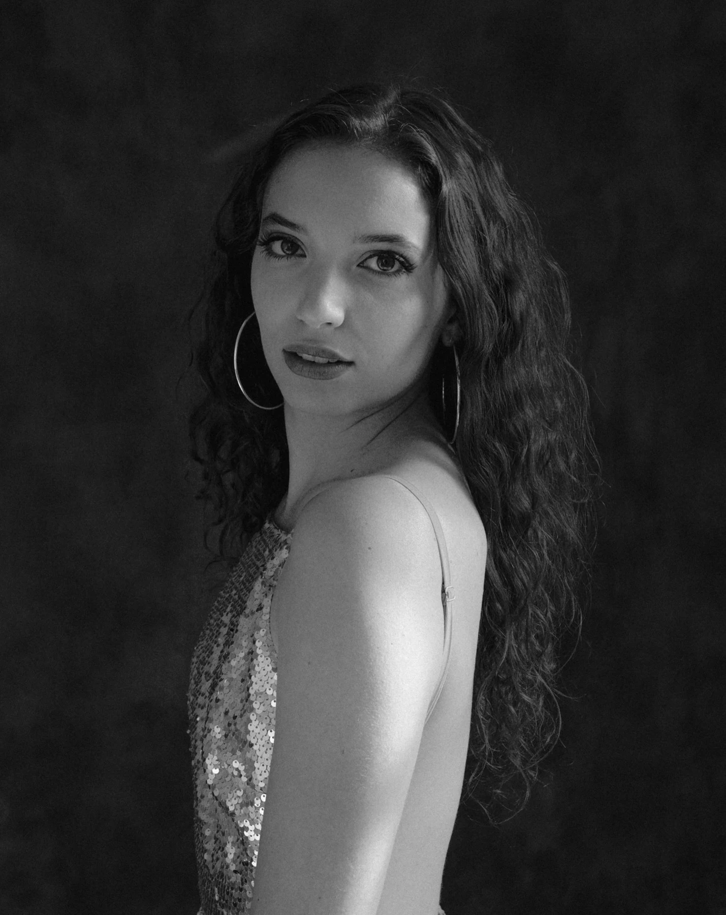 Lauren in a black and white studio portrait