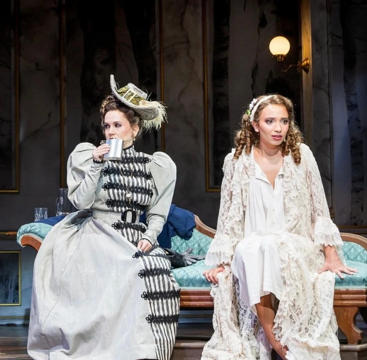 Lauren as Johanna in a white dress in Sweeney Todd at Hartford Stage